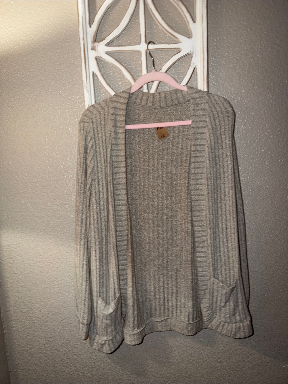 Cozy Open-Front Ribbed Cardigan Sweater - Light Gray